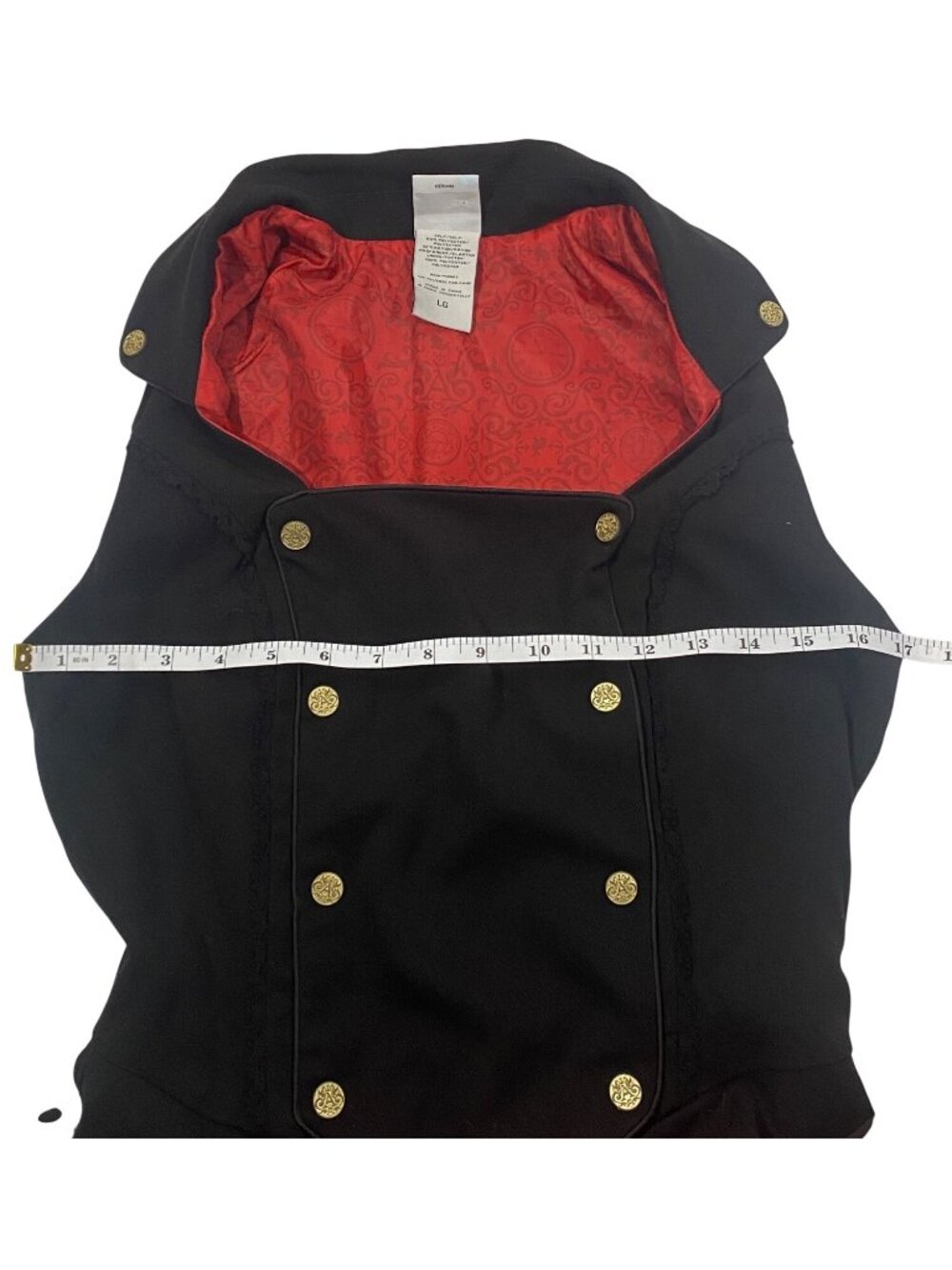 Gothic High-Low tail Vest jacket Red Satin Lining corset tie Lace-Up Size L - Picture 8 of 10